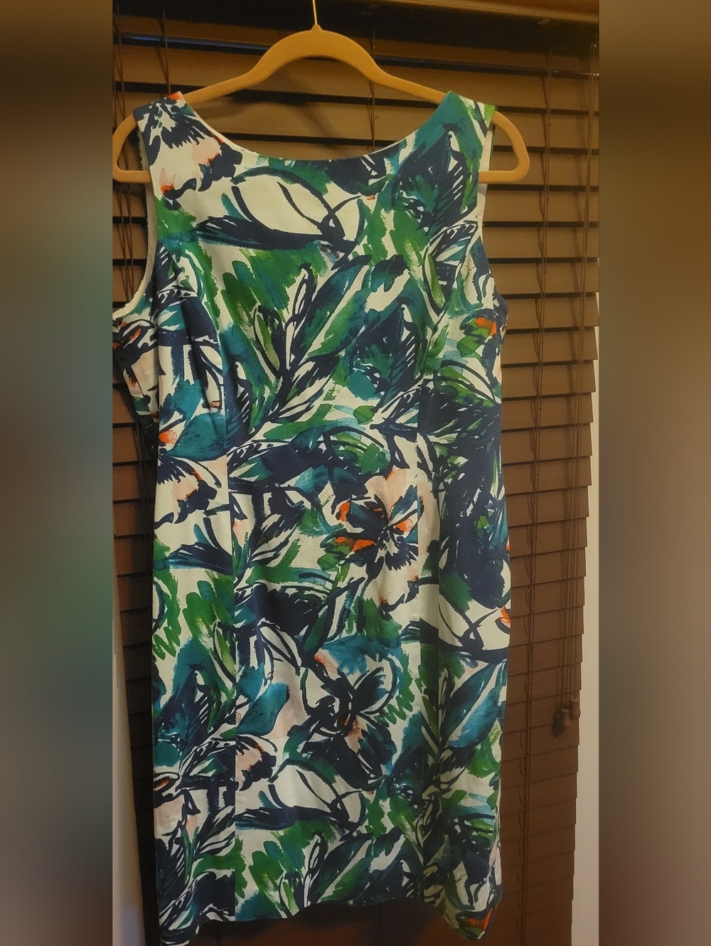 Preston & York Navy, Teal and Green Floral Print Midi Dress